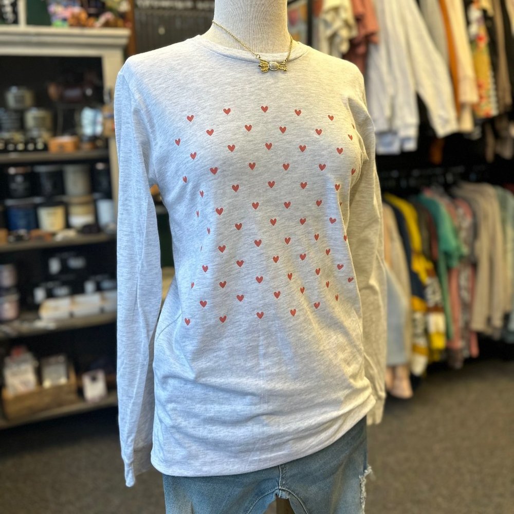 Heart Grid Valentines Day Graphic Long Sleeve Tee